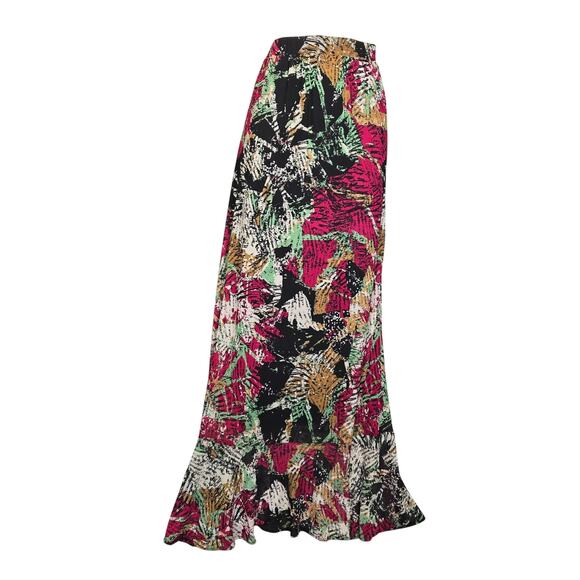 Sahalie Womens Small Maxi Skirt Stretch Artistic Abstract Colorful Boho Chic - Picture 1 of 9